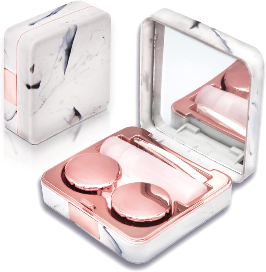 Vastsoon square contact lens case in rose gold front view