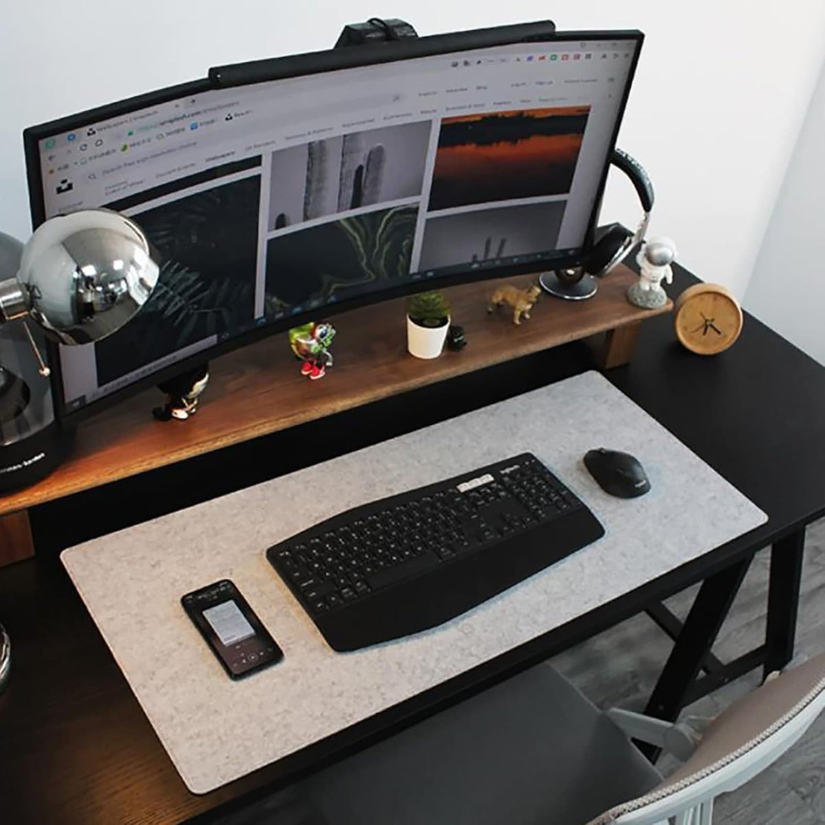 Dawntrees 36 by 16 inch desk mat packaging and display