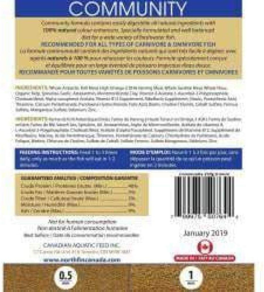 NorthFin Community Formula fish food 0.5mm pellet size detail shot