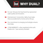 Dual Electronics LU43PB speakers side profile showing cabinet depth