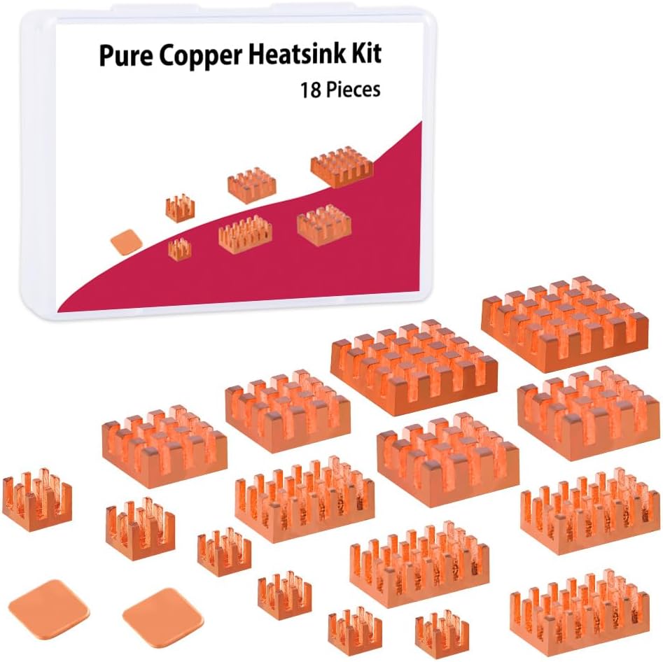 GeeekPi pure copper heatsink kit front view for Raspberry Pi 5 cooling