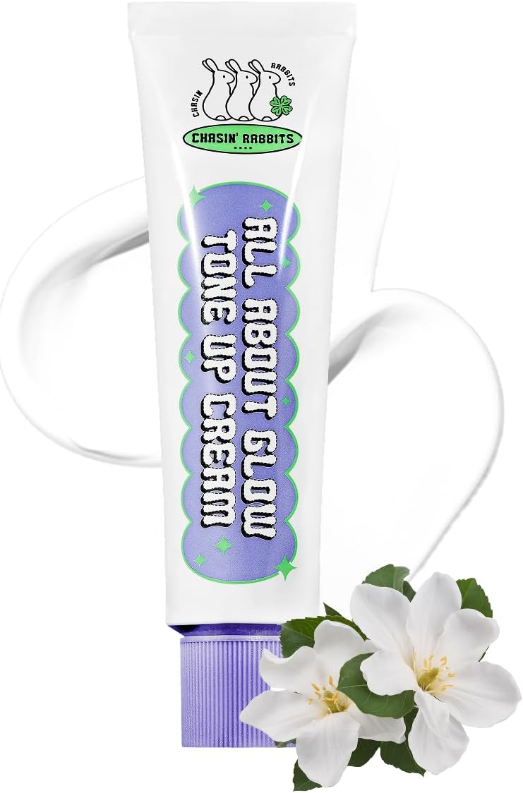 CHASIN' RABBITS All About Glow Tone-up Cream 1.69 fl. Oz, Natural Makeup Base, No Makeup Natural Look, Glow Skin, Long-Lasting Hydrating, Soft Texture, Vegan, Face & Body, K Beauty - Image 1