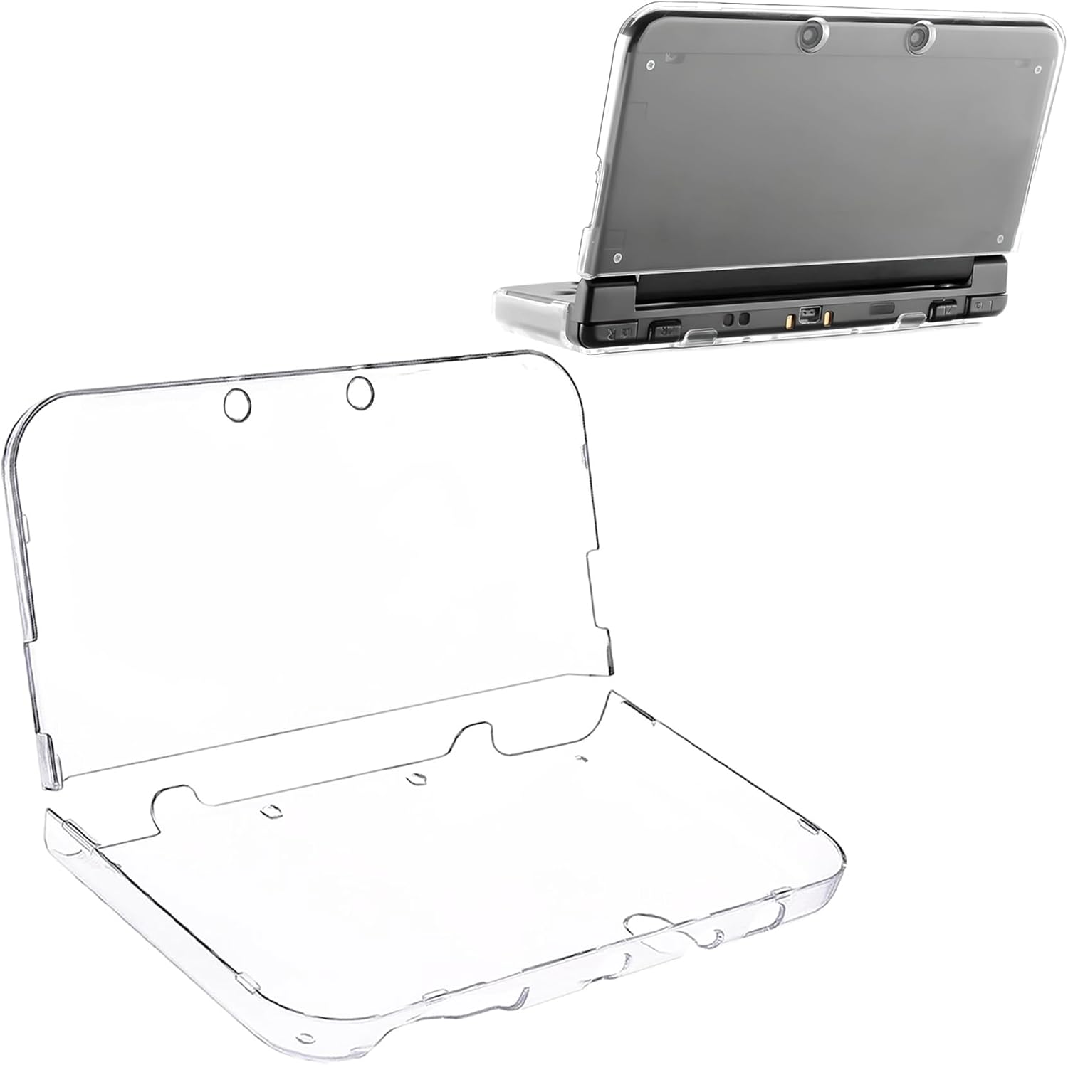 DTOL New 3DS XL Case front view showcasing crystal clear transparent hard shell protection.