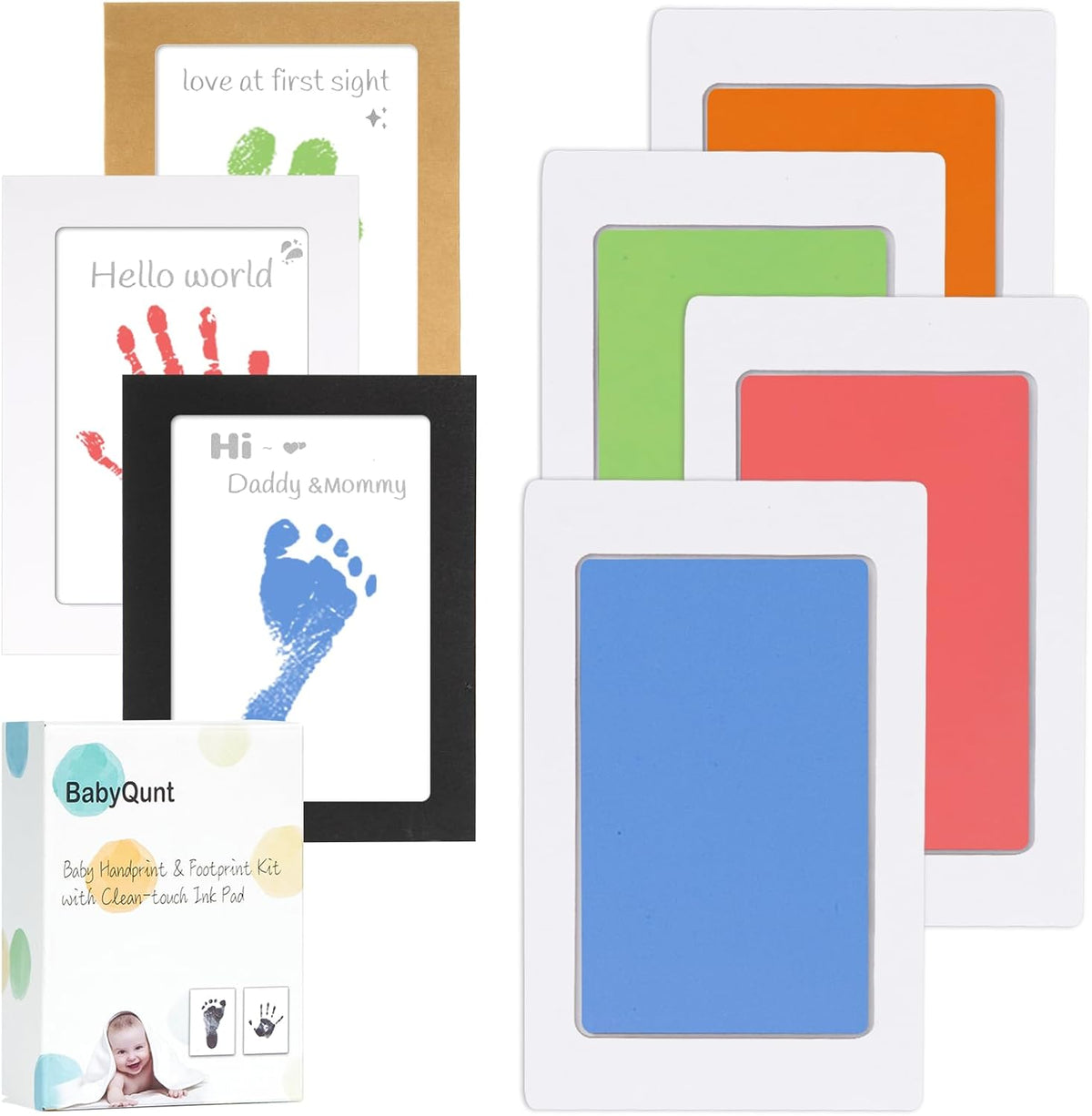 SparkSpirit inkless baby hand and footprint kit front view featuring clean touch ink pads.