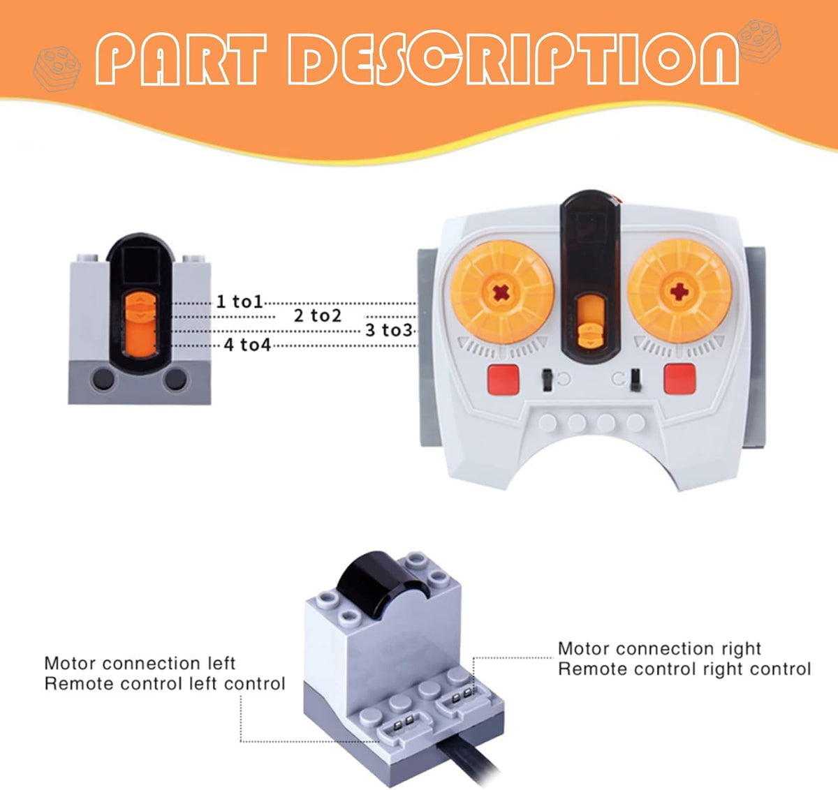 Helcdrx train motor and wheels building accessories