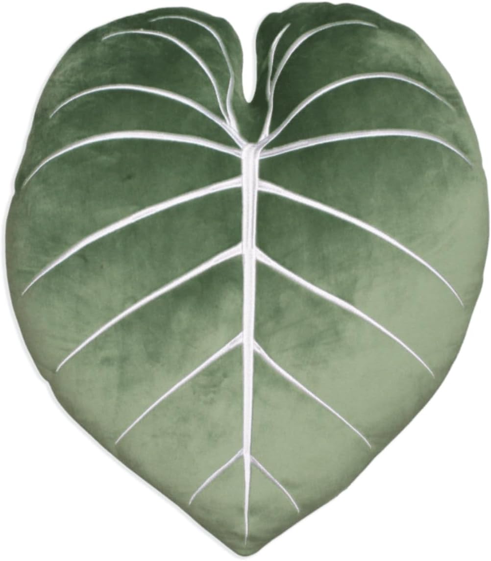 Green Philosophy Co. leaf pillow front view