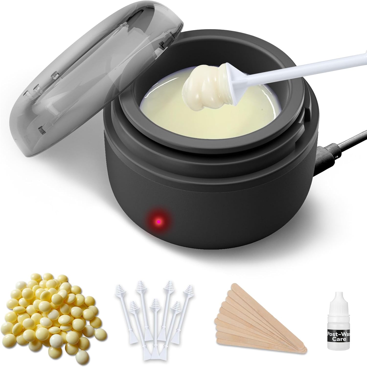 ANREACHO nose and ear hair wax kit front view showcasing the black electric warmer and packaging