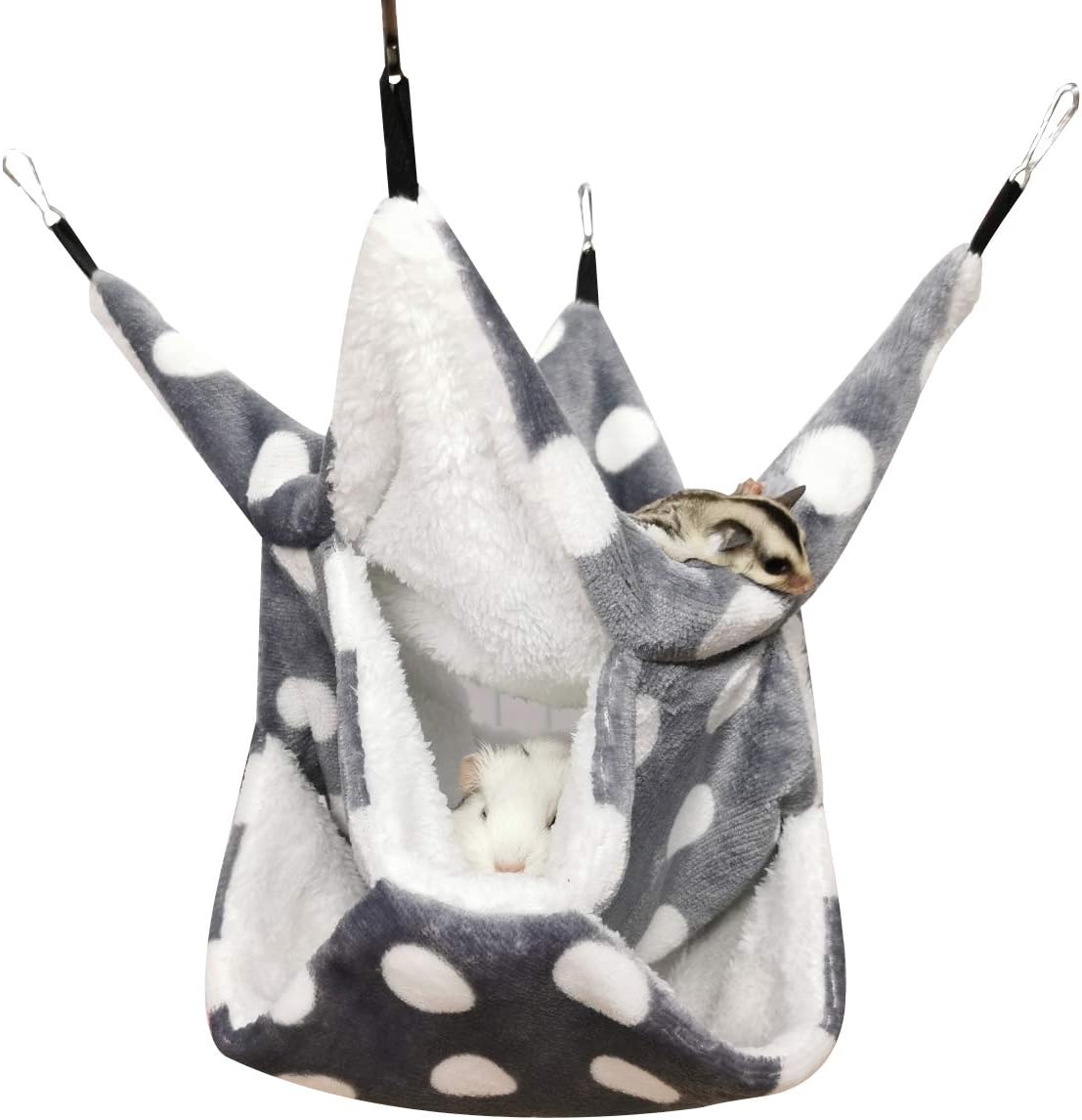 Leftstarer triple layer grey hammock for small pets front view