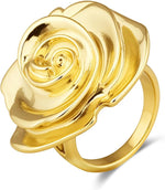 Chunky Rings for Women Gold and Silver Statement Rings Rose Flower Gold Plated Band Ring Cocktail Costume Jewelry Gift - Image 9