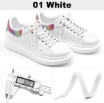 Clear plastic aglets detail on narrow athletic shoelaces