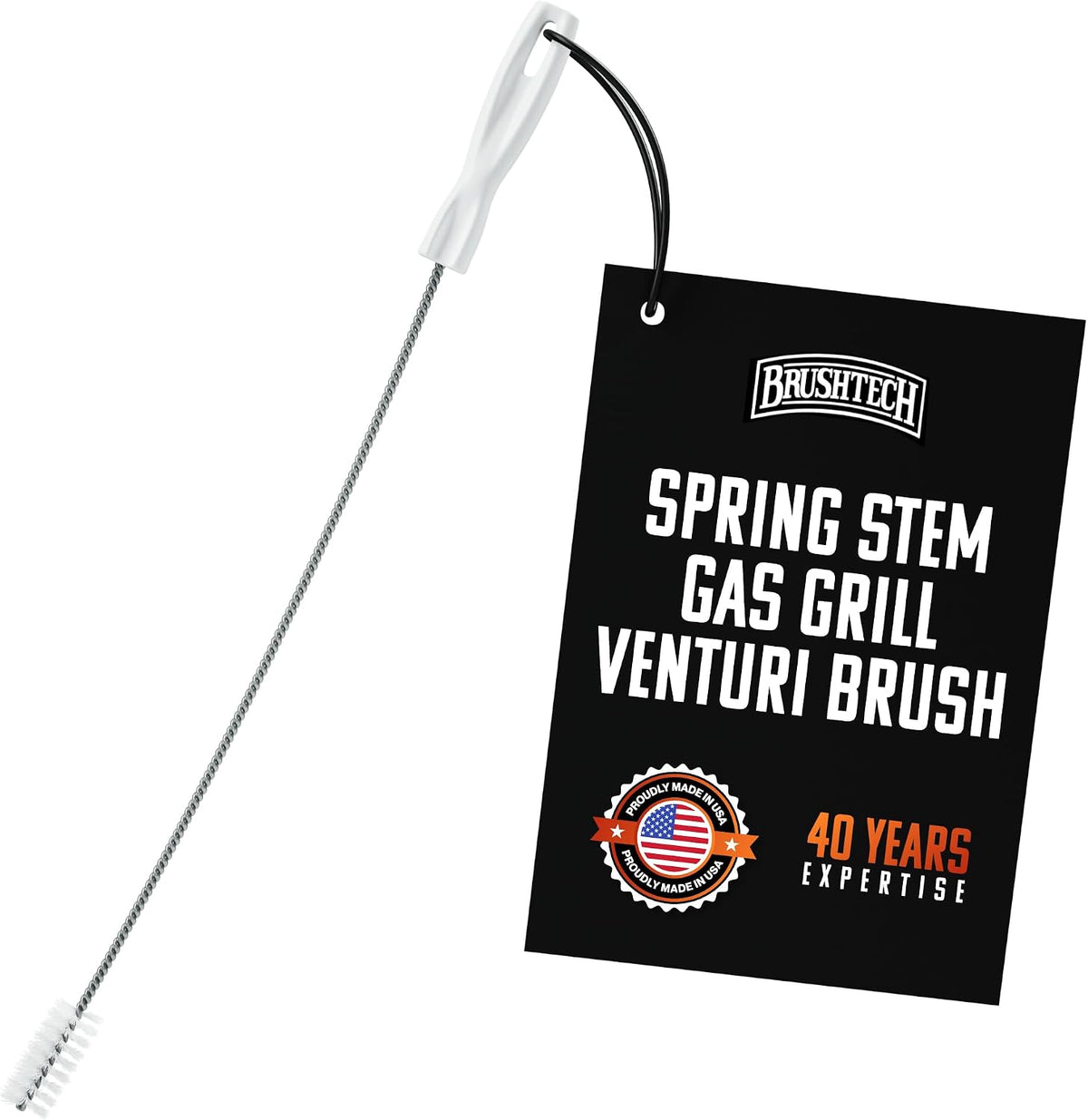 Brushtech spring stem gas grill venturi brush front view