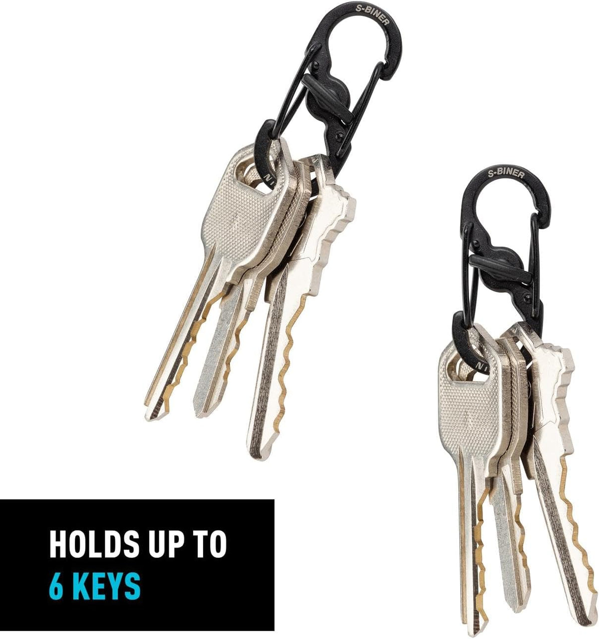 Nite Ize micro carabiner attached to metal key ring