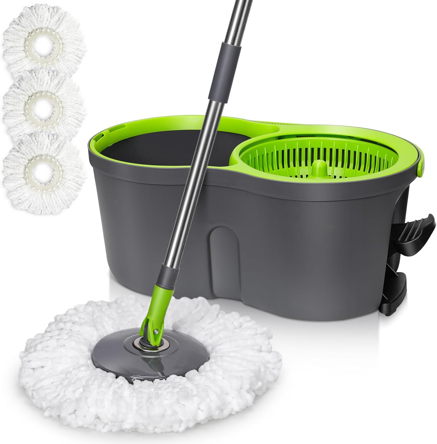 Masthome Spin Mop Bucket System front view with foot pedal.