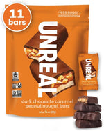 Unreal Dark Chocolate Caramel Peanut Nougat Bars, 30 Count, Individually Wrapped Chocolate Snack Bars, Made with Simple Ingredients, Gluten Free, Non-GMO, 40% Less Sugar, .67 oz Each - Image 9