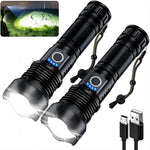 Milaoshu rechargeable flashlight front view showcasing dual high lumens torches