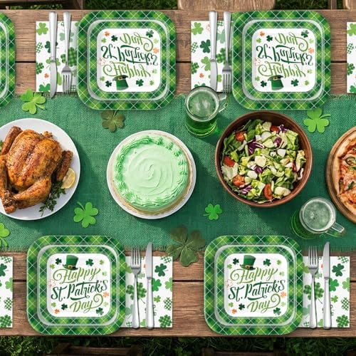 High quality green festive party tableware for 25 guests