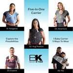 Baby K'tan Active Yoga sling packaging and size chart guidelines for medium variant