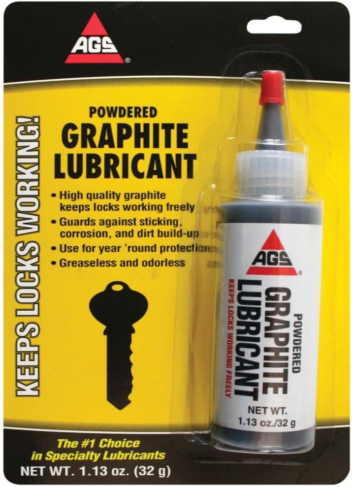 AGS Mr Zip Graphite Powdered Lubricant 1.13 Ounce front view bottle for lock maintenance