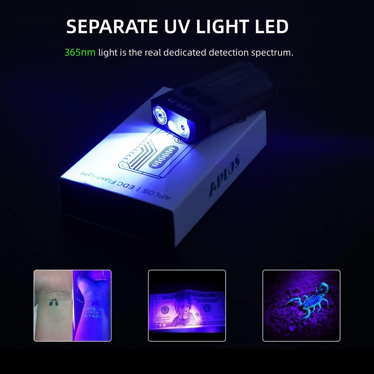 APLOS L02 portable light showing Type-C charging port
