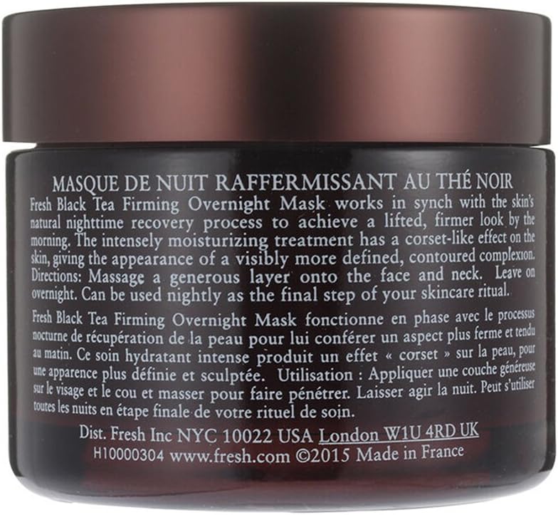 Fresh Black Tea Firming Overnight Mask jar with lid open showing cream texture