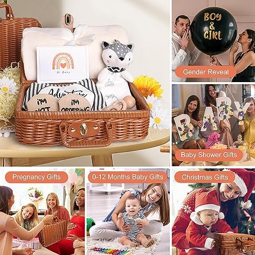 Loiieru gender neutral baby shower gift set in wicker basket