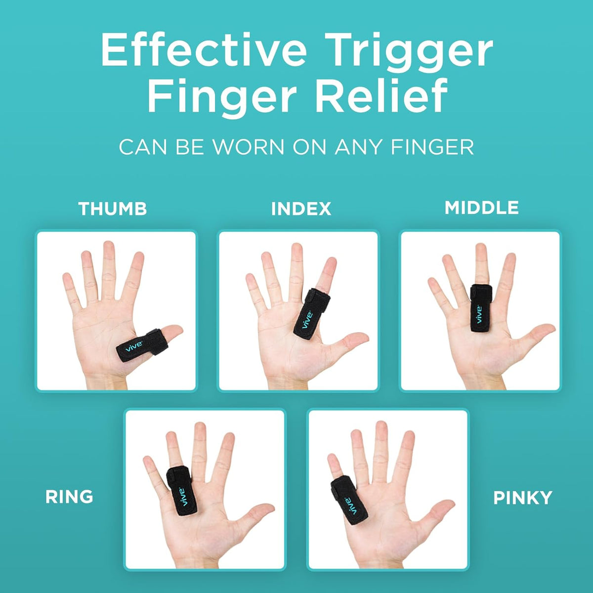 Vive Trigger Finger Splint & Brace- for Middle, Index, Ring, Pinky & Thumb - Image 2