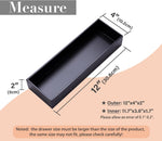 Sansnow black bamboo organizer box angled perspective showing dimensions.