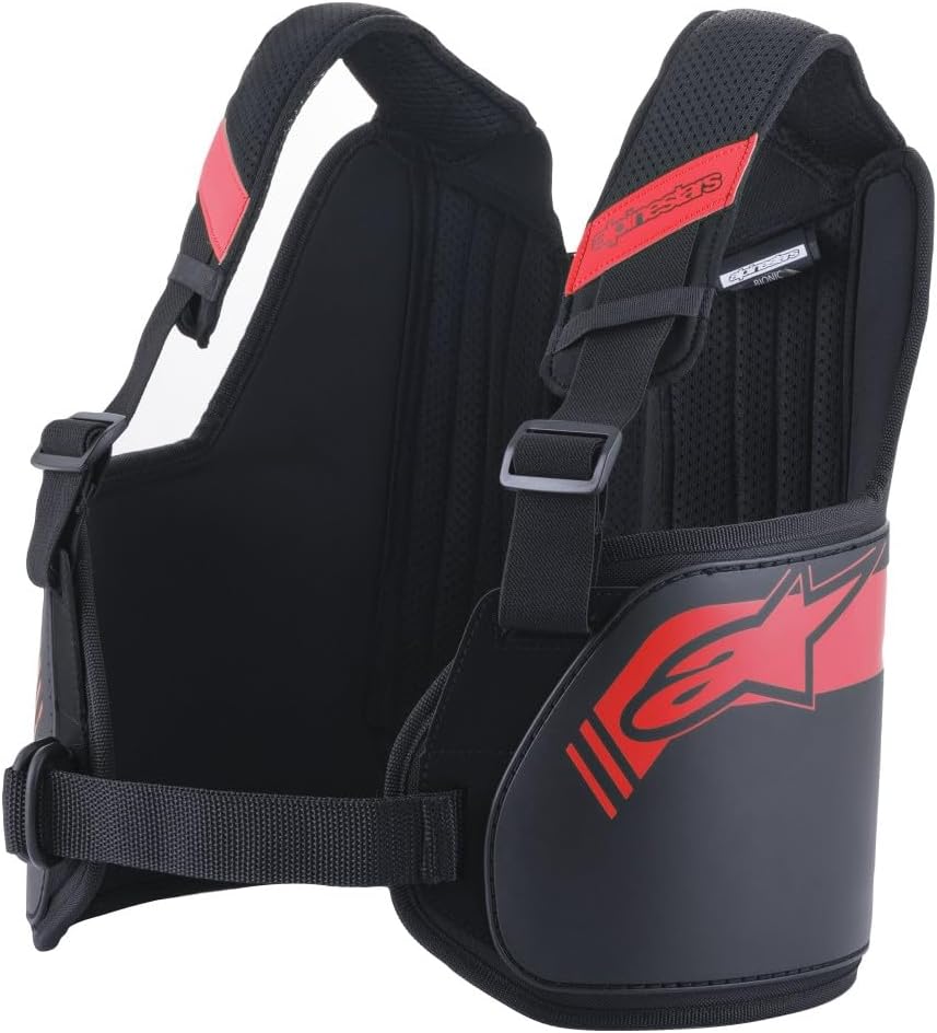 Alpinestars Youth Bionic Air Rib Protector front view in black and red for karting