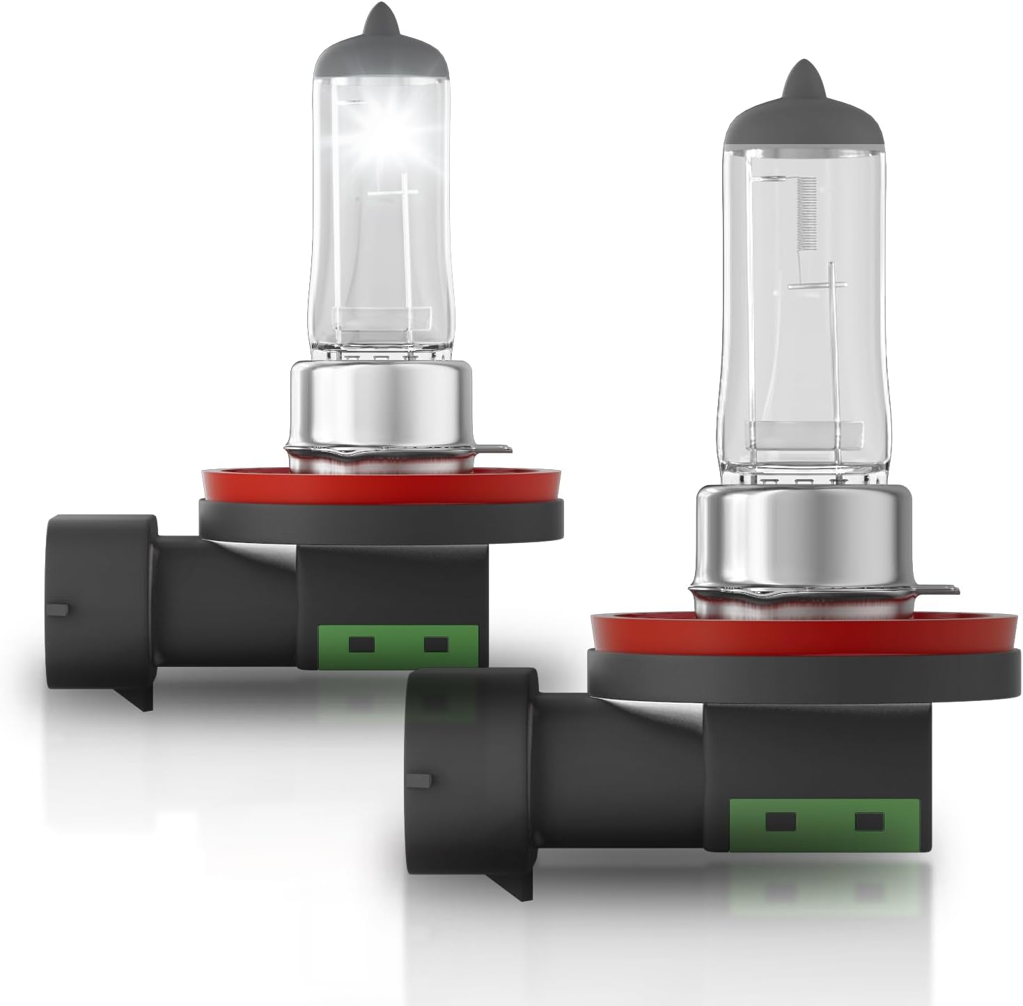 Okoenieo H11 Halogen Headlight Bulbs pack of two front view showing quartz glass and filament