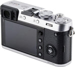 Low profile hot shoe cover installed on Fujifilm X series body