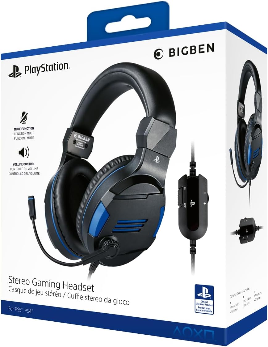 Bigben Nacon V3 wired gaming headset front view with microphone