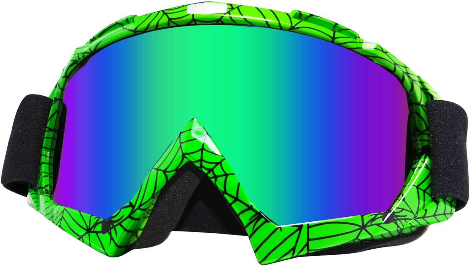 CoPvner dirt bike goggles spider green frame front view