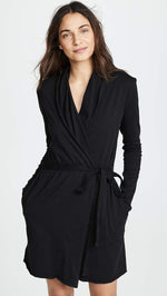 Skin Industries black jersey robe folded fabric detail
