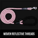 Durable metal clasp with 360 degree rotating swivel on pink leash