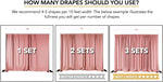 Wrinkle resistant unlined red polyester fabric panels hanging elegantly on a professional background support system