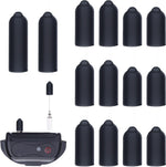 Secure fit flexible rubber caps for standard dog training collar electrodes.