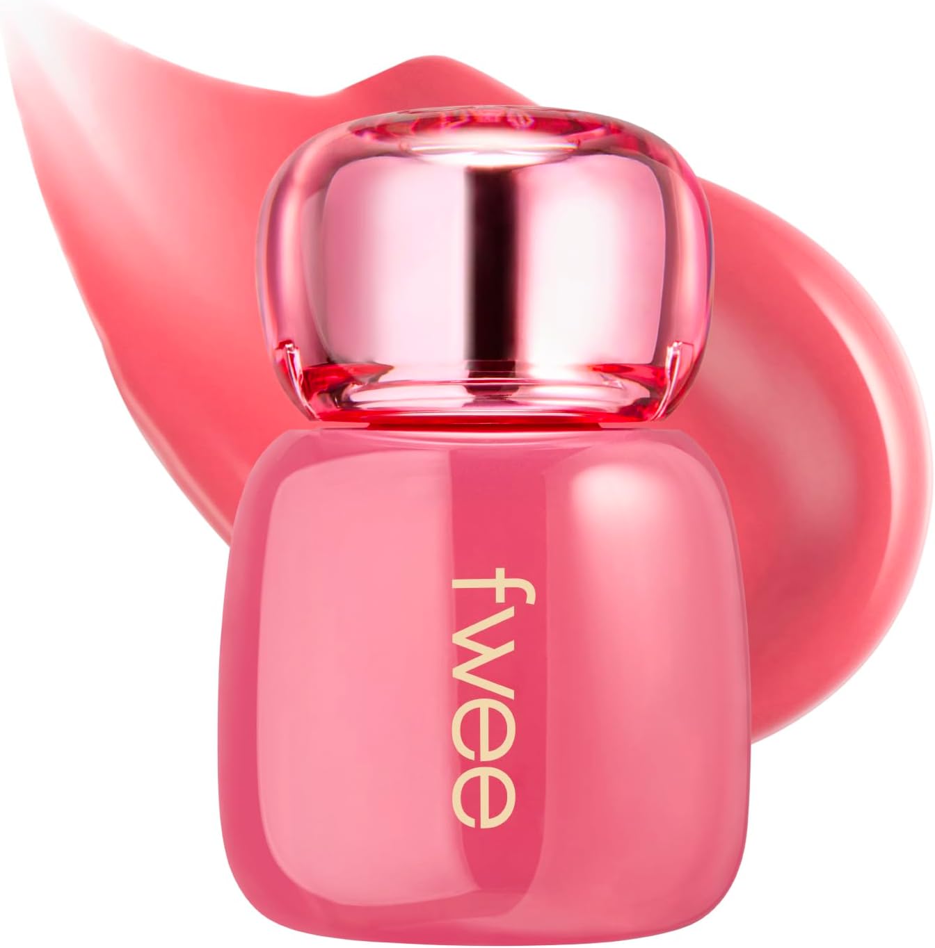 Fwee 3D Voluming Tint 02 Vanilla Dew front view of the pink jar packaging for high shine lips
