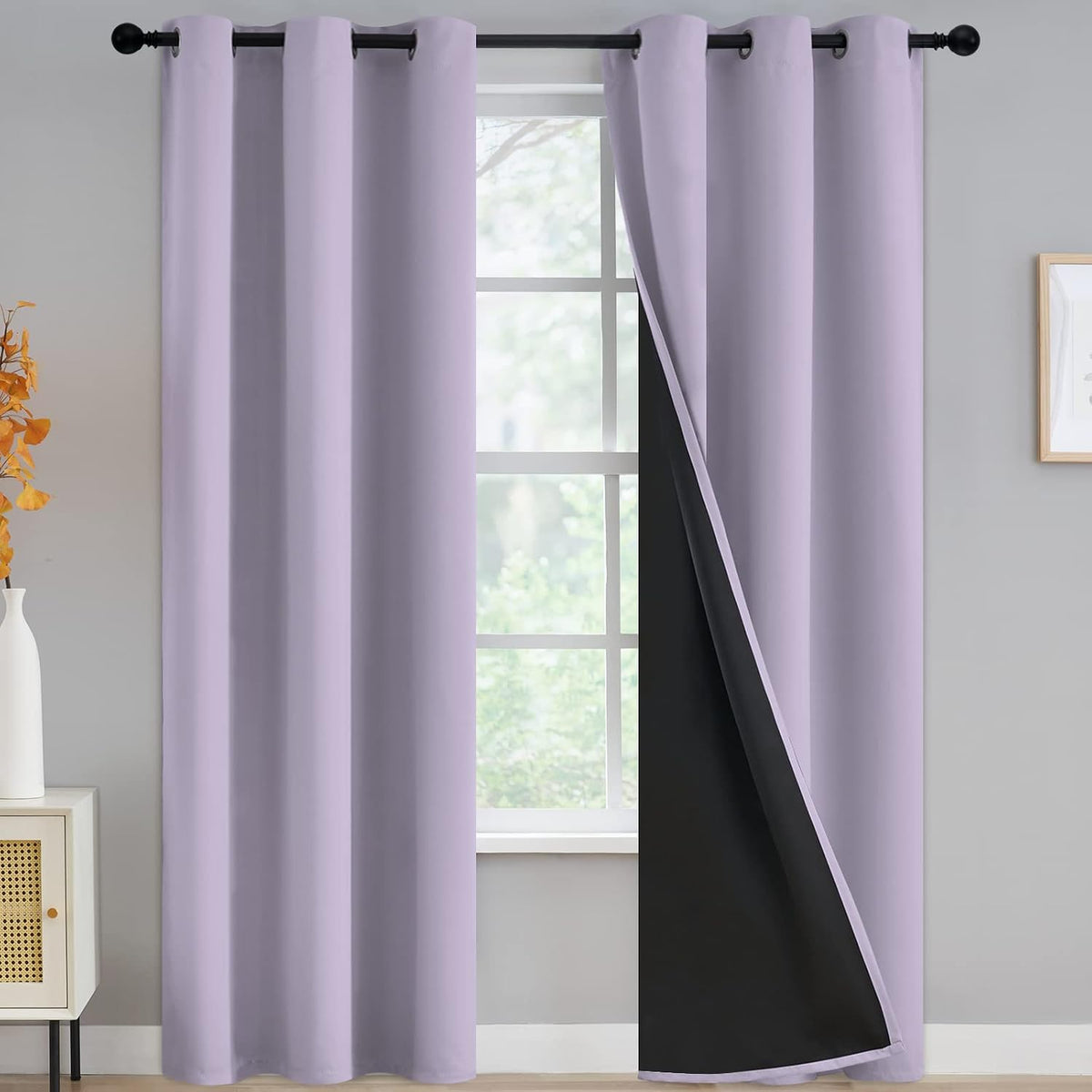 Yakamok lilac blackout curtains front view