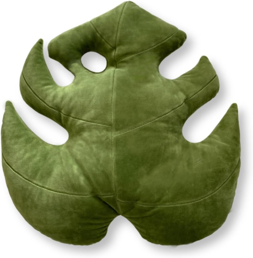 Green Philosophy Co. - Leaf(TM) Pillow - Gloriosum Moody Green - 20x16 in | Heart-shaped Philodendron Gloriosum leaf with embroidered veins; soft microplush cover and polyester fill. - Image 14