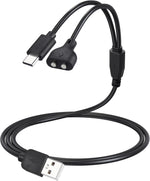 Defydayer 2-in-1 dog training collar charging cable front view showing magnetic and USB-C connectors.