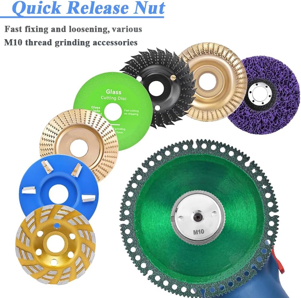 Eyech flange nut mounted on angle grinder spindle