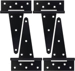 4 Inch T-Strap Gate Hinges, Shed Barn Door Hinges Heavy Duty, Black Tee Hinges for Wooden Fences, Yard Gate, Wrought Hardware Iron Rustproof (4 Pack/Set) - Image 11