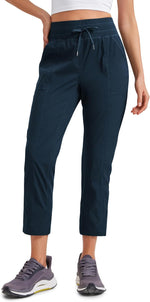 CRZ YOGA Ease Line Casual 7/8 Pants 25" | Lightweight, Workout, Ruched Design, Hem Drawcords, Pockets, for Women - Image 15