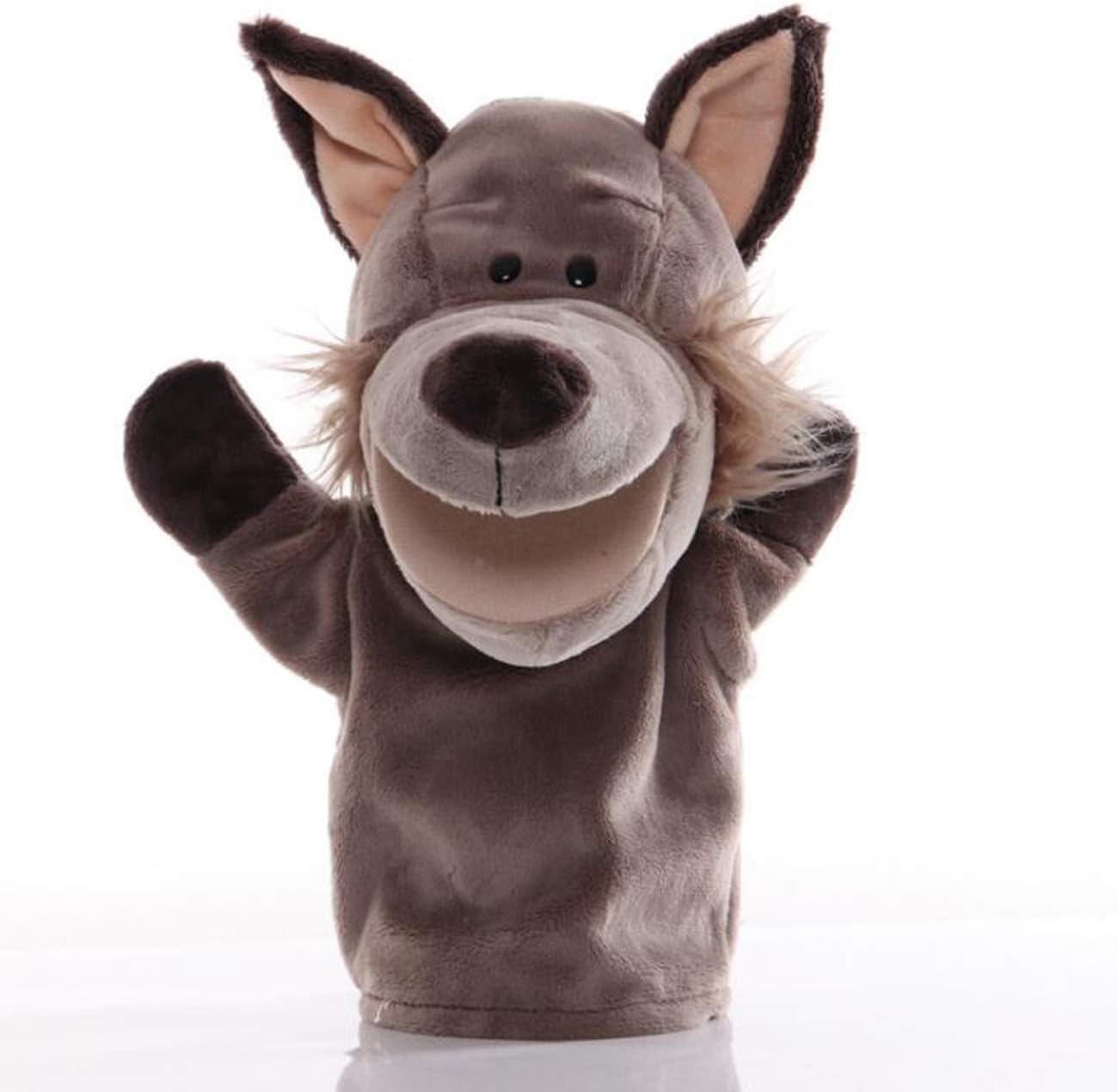 Zuxucuvu wolf plush hand puppet front view for interactive play