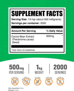 BulkSupplements Cocoa Bean Extract Powder raw unflavored supplement nutritional facts label
