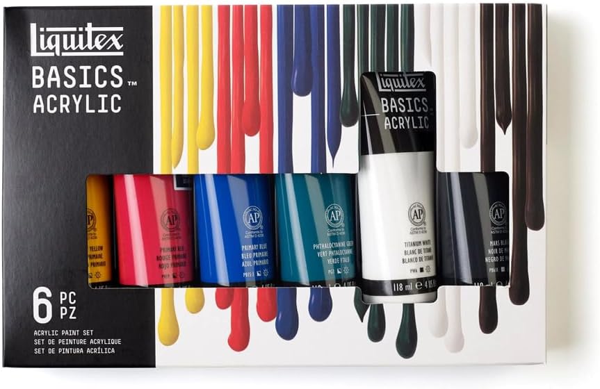 Liquitex Basics acrylic paint set front view tubes