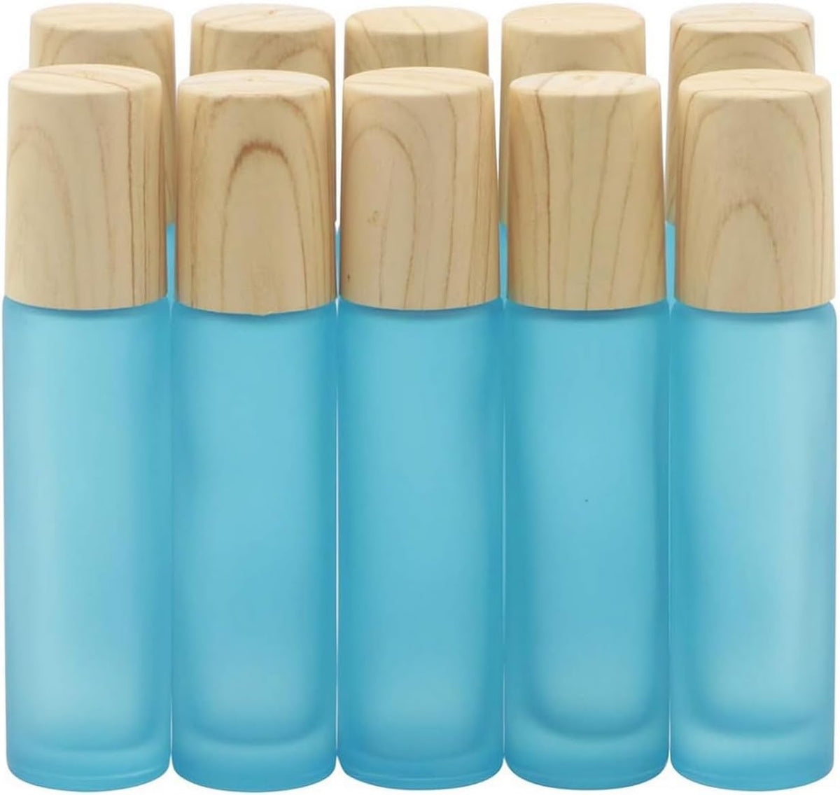 Kesell 10Pcs 10ml Frosted Glass Roll On Bottles | Refillable & Leak-Proof Travel Size, Stainless Steel Rollerball, Plastic Lid, for Essential Oils, Perfume, Blue - Image 10