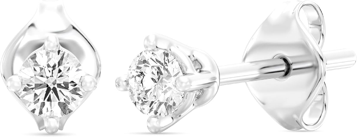 Gilded Lab-Grown Diamond Stud Earrings 10KT White Gold and 10KT Yellow Gold | Hypoallergenic Fine Gold Jewelry | 4-Prong Basket, Push Back Nut | VS2 SI1 Clarity, F Color, Round Cut | 1/5,1/4,1/3,3/8,1/2,3/4,1,2 ct tw - Image 13