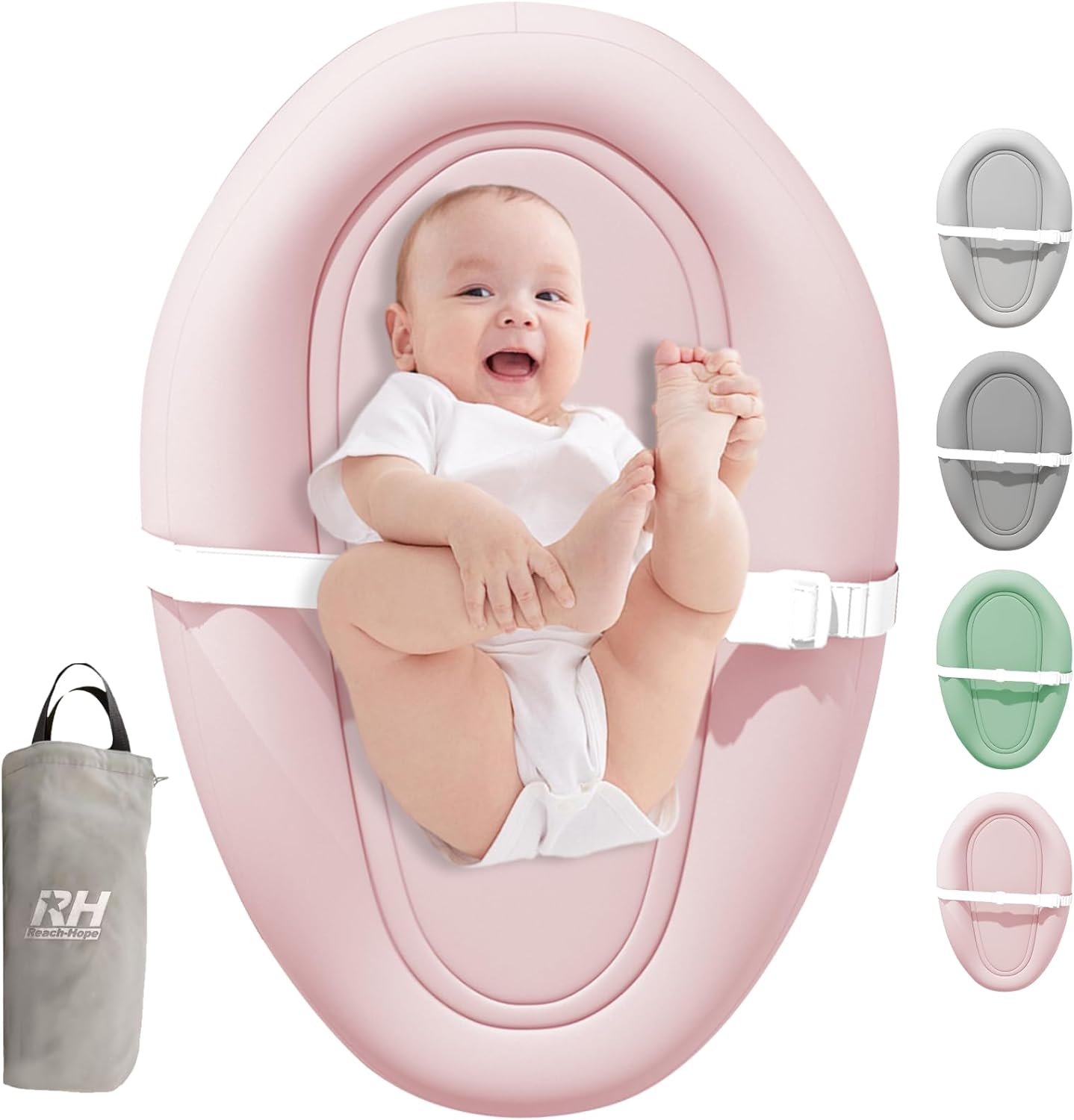 Reach Hope pink inflatable baby changing pad front view