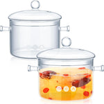 Zubebe 2 Pcs Glass Pots for Cooking on Stove Set Glass Saucepan with Cover Heat Resistant Clear Pots and Pans Set Stovetop Cookware Simmer Pot with Lid for Soup Milk(1.5 L, 1.9 L) - Image 9